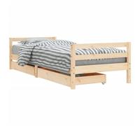 Children's Bed with Drawers 80 x 200 cm Made of Solid Pine Wood with Slatted Frame, Storage Space and Sturdy Headboard and Footboard for Children's Room, Suitable for Boys and Girls