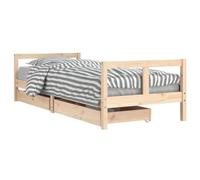 Children's Bed with Drawers Made of Solid Pine Wood, 80 x 200 cm, Sturdy Slatted Frame, Storage Space for Children's Room, Low Height for Easy Entry and Exit