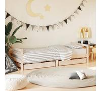 Children's Bed with Drawers Made of Solid Pine Wood, 90 x 200 cm, Slatted Frame Included, Storage Space for Children's Room, Sturdy Baby Bed with Practical Storage Space and Robust Design