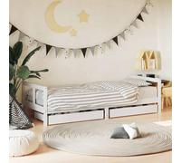Children's Bed with Drawers, White, Made of Solid Pine Wood, 80 x 200 cm, with Slatted Frame, Storage Space and Sturdy Headboard and Footboard for Children's Room, Boys and Girls
