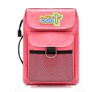 Children's Bible Carrier Pink, Durable Zippered Book Cover Medium Carrying Case, Fits up to 8.50 x 6.25 x 2 inches with Pockets