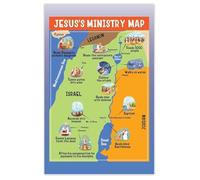 Children's Bible Map Poster - Follow Jesus' Journey Through Galilee, Samaria & Judea, Educational Christian Wall Art for Sunday School Classroom & Nursery Decor(Framed,08x12inch(20x30cm))