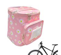 Children's Bicycle Basket, Oxford Fabric Waterproof Bicycle Basket, Front Handlebar Baskets with Zip Bicycle Accessories for Girls and Boys, 21 x 16 x 22 cm (Pink Flowers)