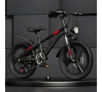 Children's Bicycle for Boys Aged 6-9-15 Years Old, Suitable for Elementary and Middle School Students, with Gears, Suspension, Disc Brakes, and Suitable for Teenagers. Black,18