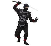 Children's Black Ninja Costume Medium 8-10 yrs (140cm) for Oriental Chinese Fancy Dress