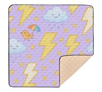 Children's Book Lightning Wallpaper Cute Foldable Baby Playmat for Indoor Outdoor Waterproof Baby Kick Crawling Mat for Babies Infants Toddlers, 50'' x 50''