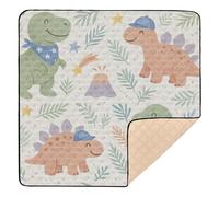 Children's Book Style Dinosaur Wallpaper Large Non-Slip Baby Playmat for Floor Lightweight Tummy Time & Crawling Mat for Baby Kids Toddlers Infants, 50'' x 50''