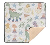 Children's Book Style Dinosaur Wallpaper Large Non-Slip Baby Playmat for Indoor Outdoor 1-Piecing Infant Play Mat for Baby Kids Toddlers Infants, 50'' x 50''