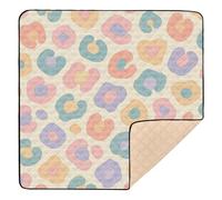 Children's Book Style Leopard Print Wallpaper 2 Large Sturdy Baby Activity Play Mat for Indoor Outdoor Waterproof Baby Play Tummy Time Mat for Baby Kids Toddlers Infants, 50'' x 50''
