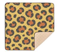 Children's Book Style Leopard Print Wallpaper 3 Soft Padded Baby Playmat for Floor Comfortable Kicking Mat for Babies Infants Toddlers, 50'' x 50''