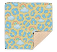 Children's Book Style Leopard Print Wallpaper Soft Padded Baby Playmat for Floor Cozy Breathable Travel Play Mat for Babies Infants Toddlers, 50'' x 50''