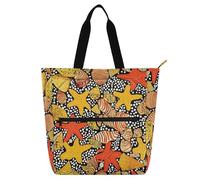Children's Book Tote Bag for Boys Girls Adults, Starfish and Shells Safari Sturdy Handbags Grocery Beach Bag with Zipper Pockets for School and Playtime Rainbow