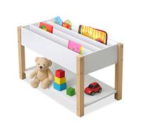 Relaxdays Children's Bookshelf, 4 Shelves, Open Compartment, Toys & Books, HWD: 44x80x40 cm, White/Natural