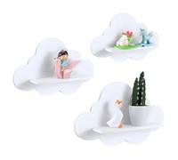 Children's Bookcase, Set of 3 Wall Shelves, Clouds, Children's Room for Storing Tonie Box and Hearing Figures, Wall Shelves White for Children's Room, Baby Room Decoration, Living Room, Study