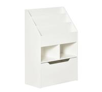 Children's Bookcase, Toy Organiser w/ Wheels, for Bedroom - White