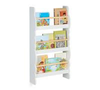 Relaxdays Children's Bookshelf, Cloud Design, 3 Compartments, Wall-mounted Shelves, 80 x 42.5 x 14 cm, White/Natural