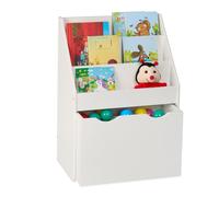 Children's Bookshelf Kids Bookcase Toy Box Storage Shelving Unit Playroom White
