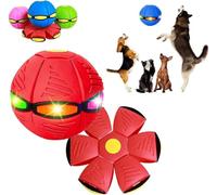 Children's Bouncing Ball, Magic Bouncing Ball, Bouncy Balls, Parent-Child Interaction, Pet Toy Flying Saucer Balls, Dual Form Freely Switchable with 6 Lights for Indoor Outdoor Use (Red)