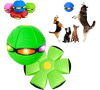 Children's Bouncing Ball, Magic Bouncing Ball, Bouncy Balls, Parent-Child Interaction, Pet Toy Flying Saucer Balls, Dual Form Freely Switchable with 6 Lights for Indoor Outdoor Use (Green)