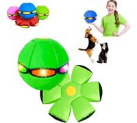 Children's Bouncing Ball,Magic Flying Saucer Bouncy Ball, Dual Form Freely Switchable,with 6 Light,Glowing Pet Toy for Educational Body Exercise Reaction, Easy to Catch (Green)