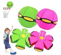 Children's Bouncing Ball-Magic Meta-ball Bouncing Ball, Magic Flying Saucer, Switch Between Flying Disc and Bouncing Forms, Parent-Child Interaction, for Indoor Outdoor (B*2Pcs)