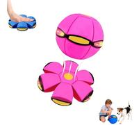 Children's Bouncing Ball Magic Meta Balls, 6 Color Pet Light Flying Saucer Ball Dog Toy, Dual Form Freely Switchable For Parent-Child Game (Pink)
