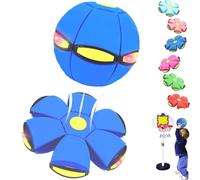 Children's Bouncing Ball, Magic Metaball, Magic Flying Saucer, Dual Form Freely Switchable, with 6 Light, Suitable for Indoor & Outdoor Use (Blue)