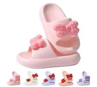 Children's Bow Bath Slippers, Sea Creatures, Dinosaur, Non-Slip Slippers, 2-8 Years, Lightweight Slippers for Girls, Boys, Water Shoes, Indoor, Outdoor, Beach Shoes, Summer, E Light Pink, 8 UK Child