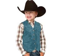 Children's Boys' Costume Style V-Neck Button Down Casual Western Vest Waist Coat for Halloween Party Cosplay Shirt Jumper Boys (Sky Blue, 3-4 Years)