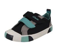 Childrens Boys Girls Clarks Hook & Loop Pattern Detailed Canvas Shoes Foxing Lo
