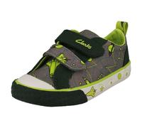 Childrens Boys Girls Clarks Hook & Loop Pattern Detailed Canvas Shoes Foxing Lo