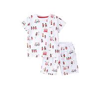 Children's Boys Summer Dress Short Sleeve Top + Shorts Printed Cotton 2 Piece Set Baby Boy Outfits with Suspenders (White, 5-6 Years)