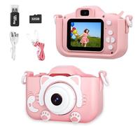 Children's Camera, 2.0 Inch 1080P Mini Rechargeable Digital Camera Girl Camcorder Gift for Girls Boys 3-10 Years Old, with 32GB Card, Christmas & Birthday Toy Gifts