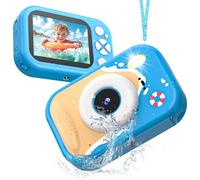 Children's Camera, Waterproof Camera for Children, HD 1080P Digital Camera, Children's Video Camera, Underwater Camera with 2.4 Inch Screen, Gift for 3-12 Years, Girls, Boys, Blue