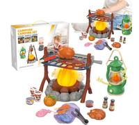 Children's Camping Toy - 28 Pieces 35.5x25.5x9.5cm | Play Tent with Fire Pit | Set Fire Pit and Kitchen | Creative Toys for Children Imaginative Play And Outdoor