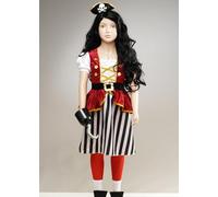 Childrens Captain Hook Style Red Pirate Girl Costume (7-9 years)