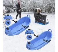 Children's Cartoon Bear Sled, Winter Wear-Resistant Sled, Big Backrest Sled with Wheels, Plastic Sled, Thickened Sled