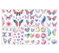 Children'S Cartoon Fantasy Glitter Butterfly Tattoo Stickers Colorful Party Makeup Stickers120x76mm