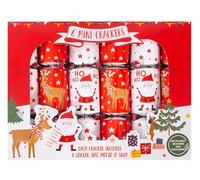 Childrens Cartoon Mini Christmas Crackers Red & White Santa & Reindeer Family Plastic Free