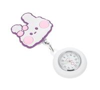 Children's Cartoon Pocket Watch with Retractable String Clip-on White