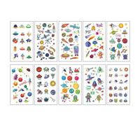 Children's cartoon tattoo stickers with a high-end feel, featuring dinosaurs, mermaids, animals, and space tattoos
