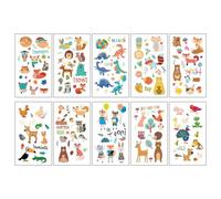 Children's cartoon tattoo stickers with a high-end feel, featuring dinosaurs, mermaids, animals, and space tattoos