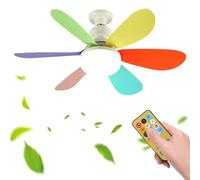 Children's Ceiling Fan Light Dimmable Acrylic Eye Care Bedroom Ceiling Fans Lamp Colourful Blades 3 Speed 3 Colour Temperature Detachable Ceiling Lights with Fans Quiet Timer for Kids Room