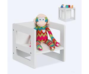 Children's Chair Flip Seat Kids Convertible Stool Table Footstool Toddler White