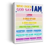 Childrens Christian Canvas Print, Biblical Affirmations Wall Art with Inspirational Bible Verses for Kids Room Nursery Classroom Decor(Unframed,16x24inch(40x60cm))