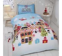 Childrens Christmas Bedding Gingerbread Town Duvet Set - SINGLE