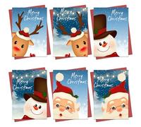 Childrens Christmas Cards School Christmas Cards | 30 Pack Xmas Cards Multipack | Cute Designs For Kids Santa and Friends Ideal For School Fun Festive Seasons Greetings