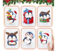 Children's Christmas Hand Warmers, Pack of 6 Pocket Warmers, Reusable, Pocket Heating Pad with Cute Winter Christmas Penguin Motifs, Hand Warmer for Kinking for Children and Adults