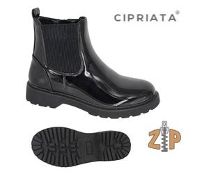 Childrens Cipriata Boots Patent Padded Dealer Gusset Zip Kids Ankle Boot UK 9-3