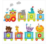 Childrens Circus Animal Train - Repositionable Wall Art Vinyl Printed Stickers